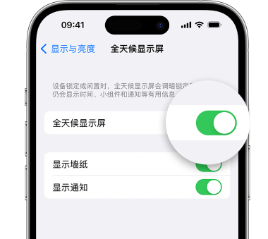 嘉兴苹果15预约维修分享iPhone15如何设置全天候显示屏幕可见 